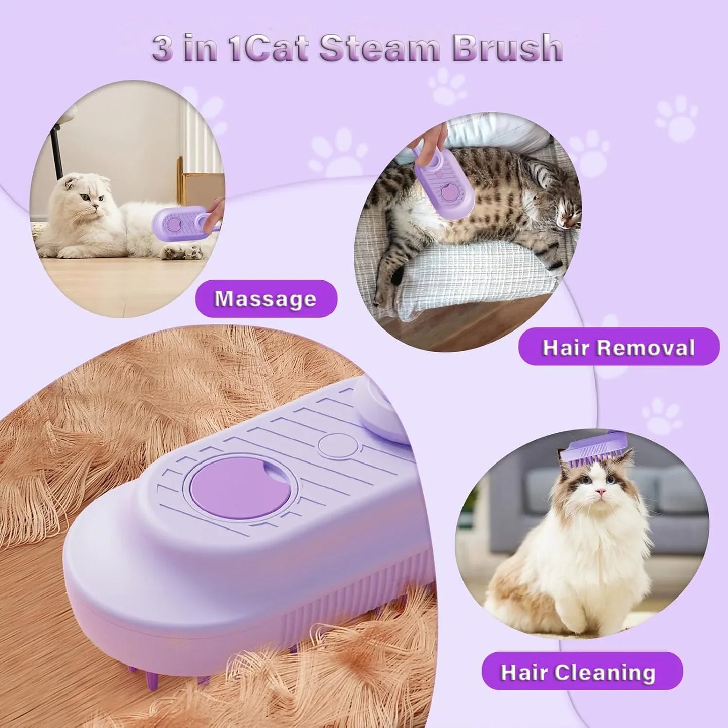 HeyePet™ SteamCare Brush — Cleaning & Massage In One